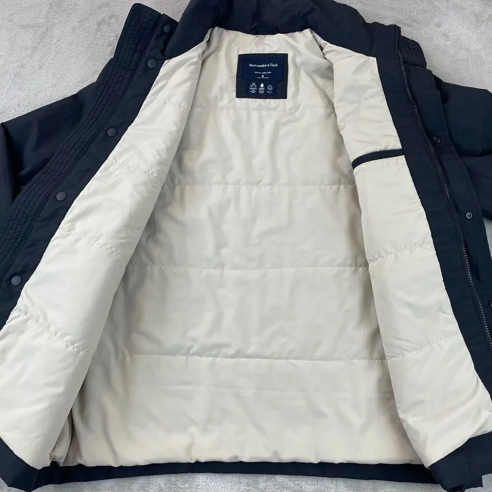 Abercrombie & Fitch Jacket Coat Men Medium Black Wind Water Resistant Nylon $199